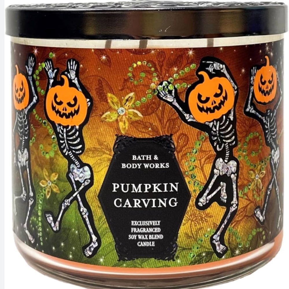 Brand New- Bath and Body Works 3-Wick Candle- Pumpkin Carving
